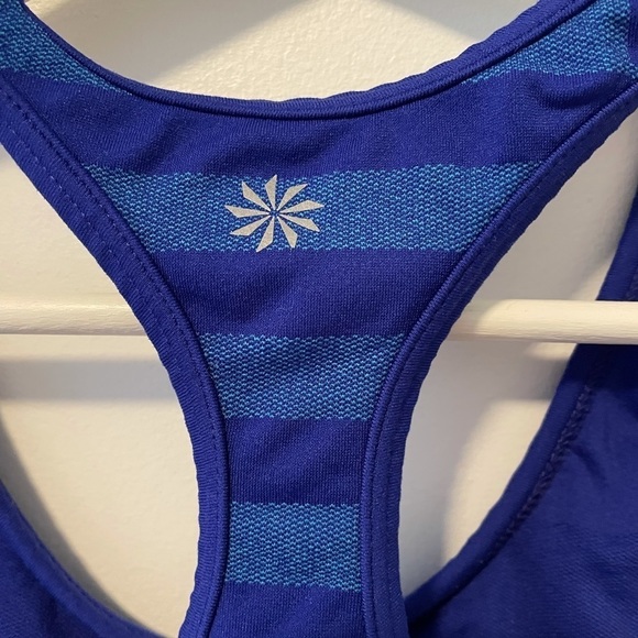𝅺Athleta Blue Striped Workout Top - Picture 5 of 10